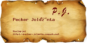 Pecker Jolánta névjegykártya